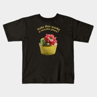 Floral cupcake with buttercream cactus flower frosting Kids T-Shirt